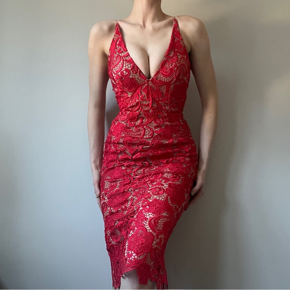 Dress The Population Red Lace Dress